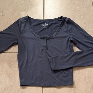 Hollister Scoop Neck Blue Long Sleeve
